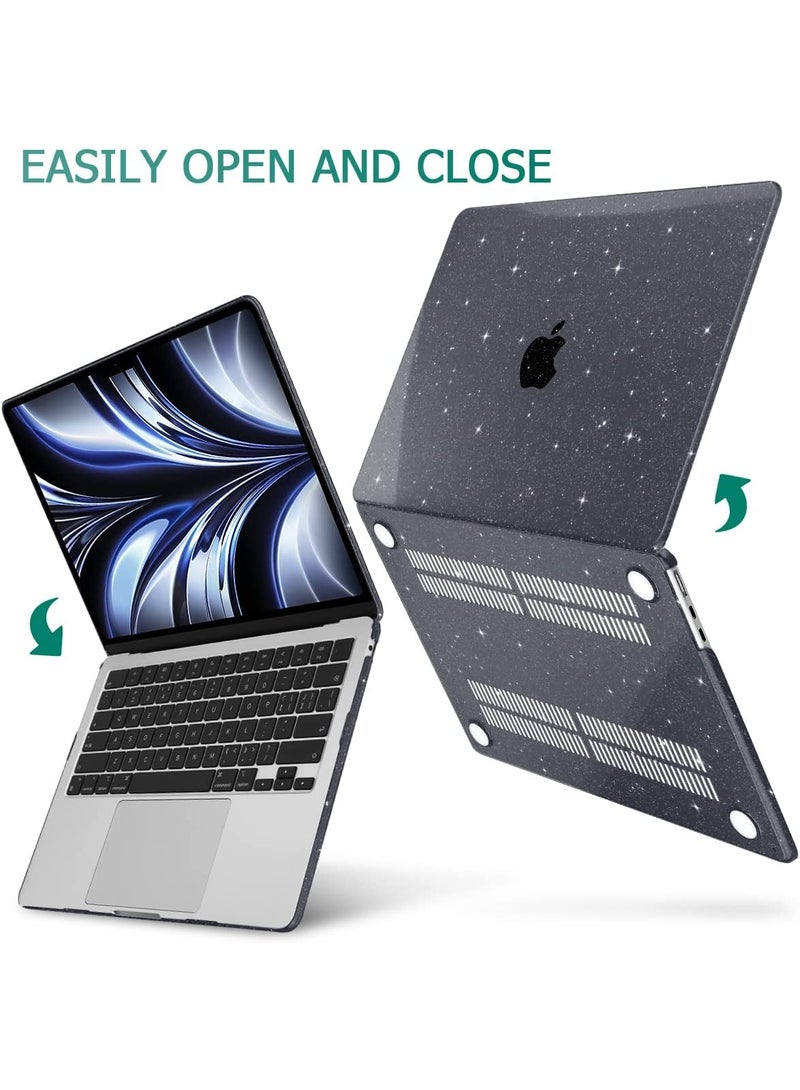 Sparkly Glitter Plastic Hard Shell Case Compatible with MacBook Air 15 inch 2026--2023 Release M5 A3448/M4 A3241/M3 A3114/M2 A2941,Black - Image 2